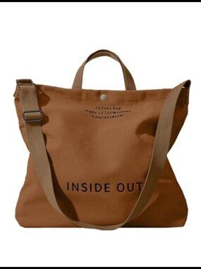 16oz Cotton Canvas Tote Bag Crossbody Handbag Adjustable Strap Coin Purse